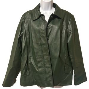 Terry Lewis Dark Green Leather Jacket